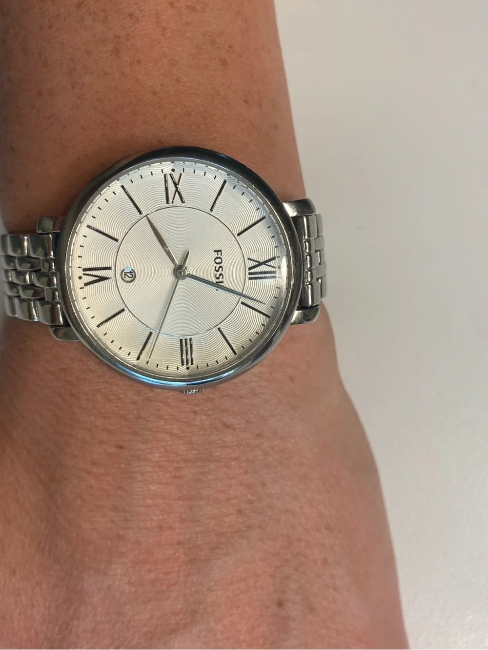 Fossil Silver Tone Women's Roman Numeral Bracelet Watch